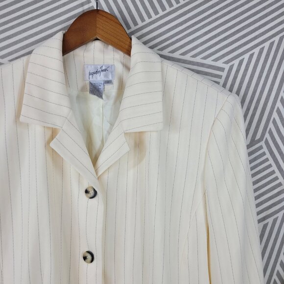 Vintage Jacqueline Ferrar Blazer Jacket Plus 18 Cream Pin Stripe Professional - Picture 3 of 6